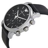 Emporio Armani Classic Chronograph Black Dial Black Leather Strap Watch For Men - AR1733 Authentic Buy Shop Now