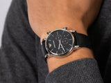 Emporio Armani Classic Chronograph Black Dial Black Leather Strap Watch For Men - AR1733 Authentic Buy Shop Now