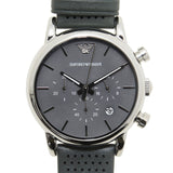 Emporio Armani Luigi Chronograph Quartz Grey Dial Grey Leather Strap Watch For Men - AR1735 Authentic Buy Shop Now