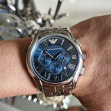 Emporio Armani Classic Navy Blue Dial Stainless Steel Watch For Men - AR1787 Authentic Buy Shop Now