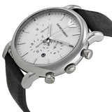 Emporio Armani Classic Quartz Chronograph White Dial Black Leather Strap Watch For Men - AR1807 Authentic Buy Shop Now