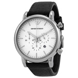 Emporio Armani Classic Quartz Chronograph White Dial Black Leather Strap Watch For Men - AR1807 Authentic Buy Shop Now