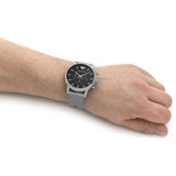 Emporio Armani Classic Chronograph Black Dial Silver Mesh Bracelet Watch For Men - AR1808 Authentic Buy Shop Now