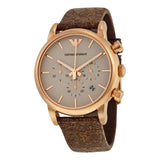 Emporio Armani Classic Chronograph White Dial Brown Leather Strap Watch For Men - AR1809 Authentic Buy Shop Now