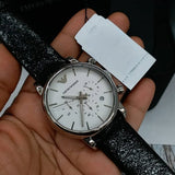 Emporio Armani Luigi Chronograph White Dial Black Leather Strap Watch for Men - AR1810 Authentic Buy Shop Now