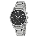 Emporio Armani Chronograph Black Dial Silver Steel Strap Watch For Men - AR1853 Authentic Buy Shop Now