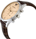 Emporio Armani Classic Chronograph Cream Dial Brown Leather Strap Watch For Men - AR1878 Authentic Buy Shop Now