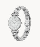 Emporio Armani Gianni T-Bar Mother of Pearl Dial Silver Stainless Steel Watch For Women - AR1908 Authentic Buy Shop Now