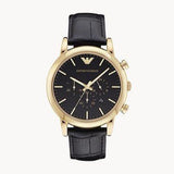 Emporio Armani Luigi Chronograph Black Dial Black Leather Watch For Men - AR1917 Authentic Buy Shop Now