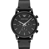 Emporio Armani Dress Chronograph Black Dial Black Leather Strap Watch For Men - AR1918 Authentic Buy Shop Now