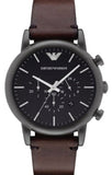 Emporio Armani Classic Chronograph Black Dial Brown Leather Strap Watch For Men - AR1919 Authentic Buy Shop Now