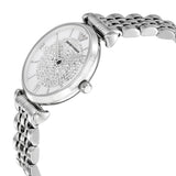 Emporio Armani Gianni T Bar White Crystal Pave Dial Silver Stainless Steel Strap Watch For Women - AR1925 Authentic Buy Shop Now