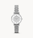 Emporio Armani Gianni T Bar White Crystal Pave Dial Silver Stainless Steel Strap Watch For Women - AR1925 Authentic Buy Shop Now