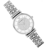 Emporio Armani Gianni T Bar White Crystal Pave Dial Silver Stainless Steel Strap Watch For Women - AR1925 Authentic Buy Shop Now