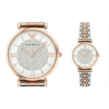 Emporio Armani Gianni T Bar White Dial Two Tone Steel Strap Watch For Women - AR1926 Authentic Buy Shop Now