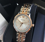 Emporio Armani Alpha Silver Dial Two Tone Steel Strap Watch for Women - AR1962 Authentic Buy Shop Now