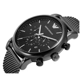 Emporio Armani Sport Chronograph Black Dial Black Mesh Bracelet Watch For Men - AR1968 Authentic Buy Shop Now