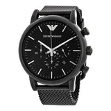 Emporio Armani Sport Chronograph Black Dial Black Mesh Bracelet Watch For Men - AR1968 Authentic Buy Shop Now