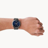 Emporio Armani Chronograph Blue Dial Gun Metallic Mesh Bracelet Watch For Men - AR1979 Authentic Buy Shop Now