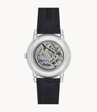 Emporio Armani Luigi Silver Skeleton Dial Black Leather Strap Watch For Men - AR1981 Authentic Buy Shop Now