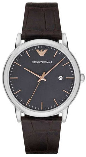 Emporio Armani Luigi Quartz Gray Dial Brown Leather Strap Watch For Men - AR1996 Authentic Buy Shop Now