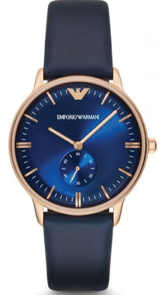 Emporio Armani Classic Quartz Blue Dial Blue Leather Strap Watch For Men - AR2071 Authentic Buy Shop Now
