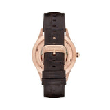 Emporio Armani Epoca White Skeletal Dial Black Leather Strap Watch For Men - AR2073 Authentic Buy Shop Now