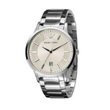 Emporio Armani Classic Quartz White Dial Silver Steel Strap Watch For Men - AR2430 Authentic Buy Shop Now