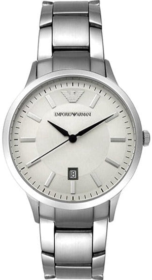Emporio Armani Classic Quartz White Dial Silver Steel Strap Watch For Men - AR2431 Authentic Buy Shop Now
