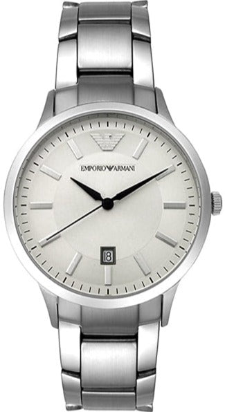 Emporio Armani Classic Quartz White Dial Silver Steel Strap Watch For Men - AR2431 Authentic Buy Shop Now