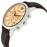 Emporio Armani Classic Chronograph Beige Dial Brown Leather Strap Watch For Men - AR2433 Authentic Buy Shop Now