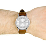 Emporio Armani Renato Silver Dial Brown Leather Strap Watch For Men - AR2463 Authentic Buy Shop Now