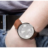 Emporio Armani Renato Silver Dial Brown Leather Strap Watch For Men - AR2463 Authentic Buy Shop Now