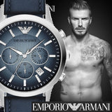 Emporio Armani Classic Chronograph Blue Dial Blue Leather Strap Watch For Men - AR2473 Authentic Buy Shop Now