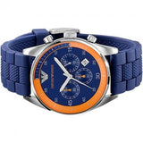 Emporio Armani Chronograph Blue Dial Blue Rubber Strap Watch For Men - AR5864 Authentic Buy Shop Now
