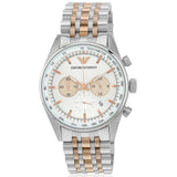 Emporio Armani Sportivo Chronograph Silver Dial Two Tone Steel Strap Watch For Men - AR5999 Authentic Buy Shop Now