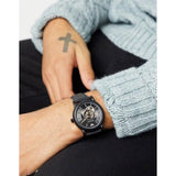 Emporio Armani Luigi Automatic Skeleton Black Dial Black Leather Strap Watch For Men - AR60012 Authentic Buy Shop Now