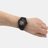 Emporio Armani Luigi Automatic Skeleton Black Dial Black Leather Strap Watch For Men - AR60012 Authentic Buy Shop Now