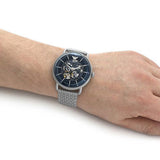 Emporio Armani Aviator Multifunction Blue Dial Silver Mesh Bracelet Watch For Men - AR60024 Authentic Buy Shop Now