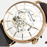 Emporio Armani Meccanico Automatic White Dial Brown Leather Strap Watch For Men - AR60027 Authentic Buy Shop Now