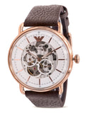 Emporio Armani Meccanico Automatic White Dial Brown Leather Strap Watch For Men - AR60027 Authentic Buy Shop Now