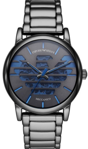 Emporio Armani Meccanico Automatic Grey Dial Grey Steel Strap Watch For Men - AR60029 Authentic Buy Shop Now