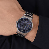 Emporio Armani Renato Automatic Blue Dial Silver Steel Strap Watch For Men - AR60037 Authentic Buy Shop Now