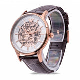 Emporio Armani Meccanico Automatic Silver Dial Brown Leather Strap Watch For Men - AR60039 Authentic Buy Shop Now