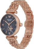 Emporio Armani Meccanico Crystals Black Dial Rose Gold Steel Strap Watch For Women - AR60043 Authentic Buy Shop Now