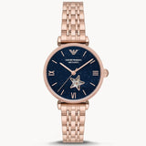Emporio Armani Meccanico Crystals Black Dial Rose Gold Steel Strap Watch For Women - AR60043 Authentic Buy Shop Now