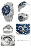 Emporio Armani Mario Chronograph Automatic Blue Dial Silver Steel Strap Watch For Men - AR60052 Authentic Buy Shop Now
