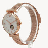 Emporio Armani Meccanico Automatic White Dial Rose Gold Mesh Strap Watch For Women - AR60063 Authentic Buy Shop Now