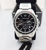 Emporio Armani Sigma Chronograph Black Dial Silver Steel Strap Watch For Men - AR6098 Authentic Buy Shop Now