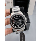 Emporio Armani Sigma Chronograph Black Dial Silver Steel Strap Watch For Men - AR6098 Authentic Buy Shop Now